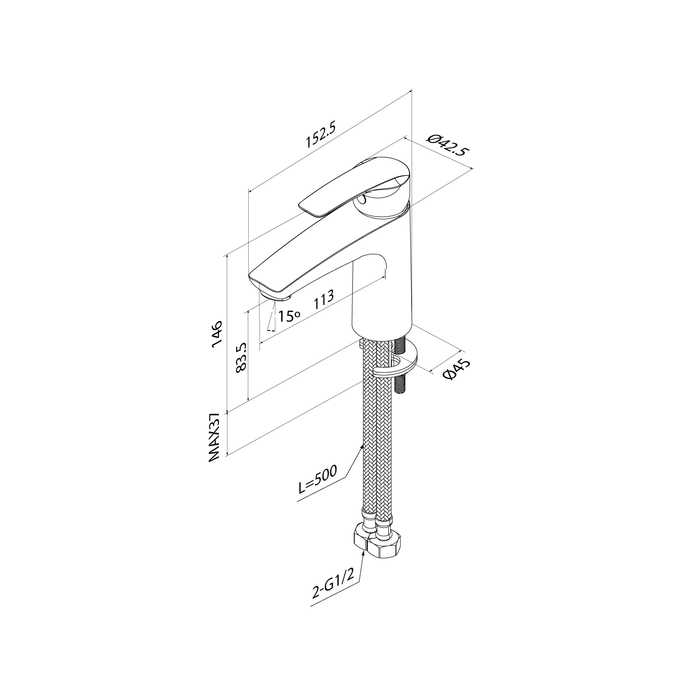 Смеситель для раковины Iddis Ray RAYBL00i01 черный матовый