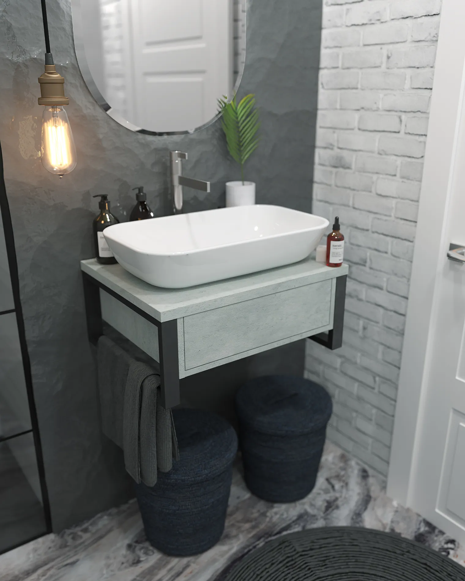 Тумба 1Marka Grunge Loft 60П 1в.я Бетон светлый