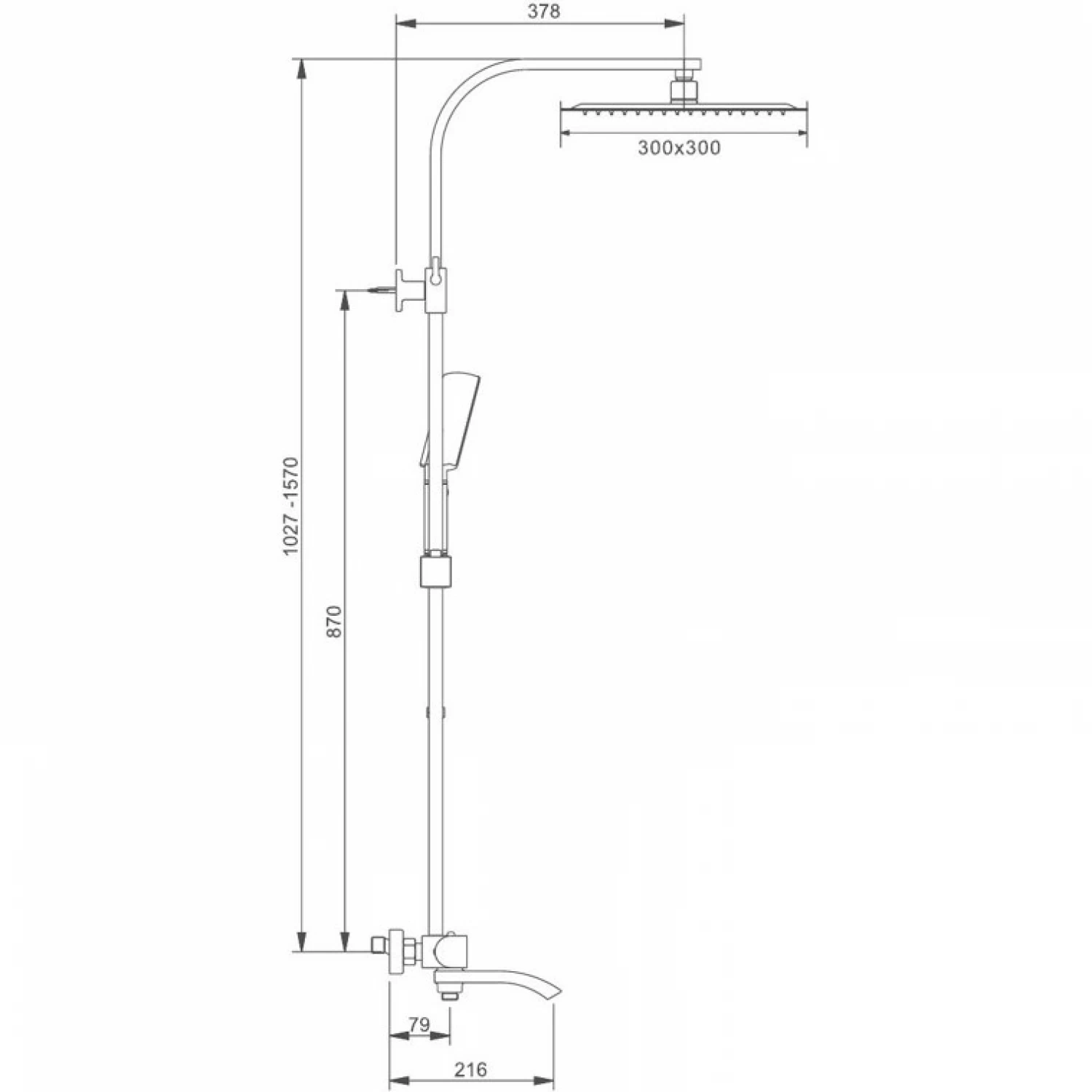 Душевая система с термостатом Gappo G07-6 G2407-60 черный матовый