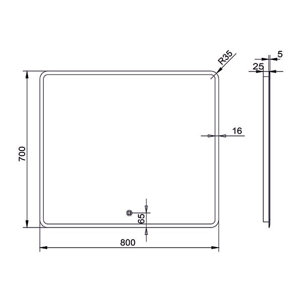 Зеркало с подсветкой и подогревом Gair Fly 800*700 Anti Steam