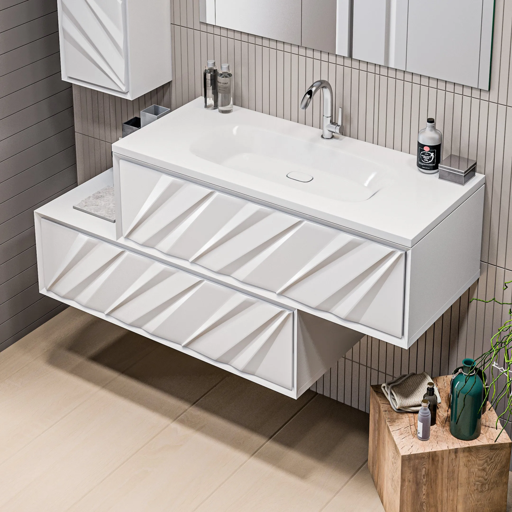 Тумба Marka One Glace 100П 1 в.я. White (верх)