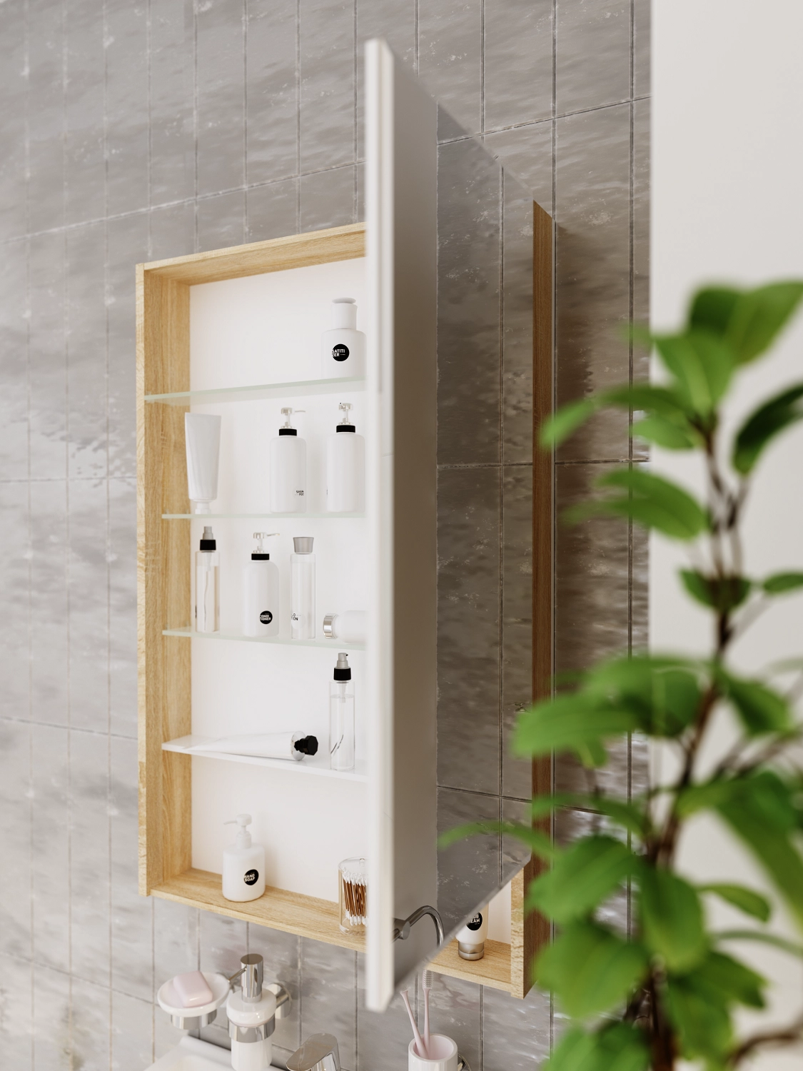 Зеркало-шкаф 1Marka Mira 60 Дуб Сонома