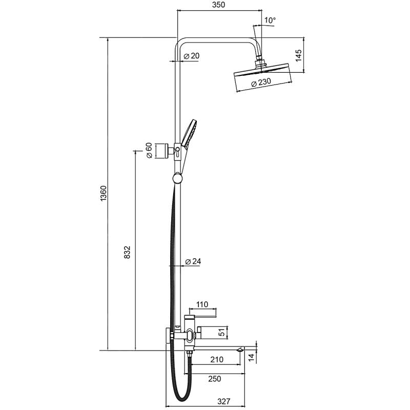 Душевая система Frap H67-6 F2467-6 черный