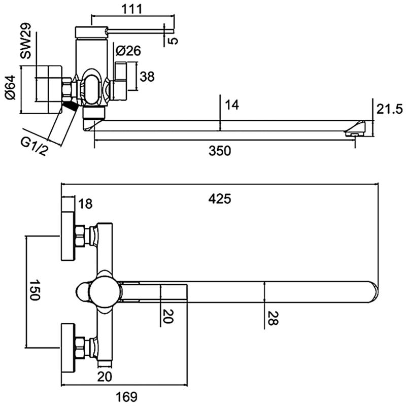 Смеситель для ванны Frap H67 F2267 хром