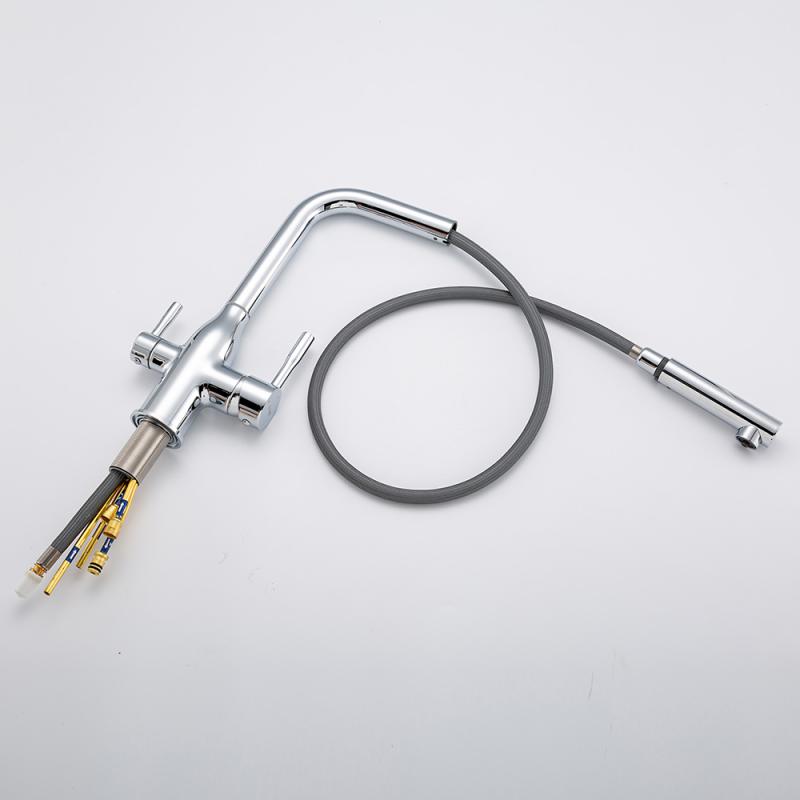 Вытяжной смеситель для кухни с фильтром Frap H96 F4396-30 хром