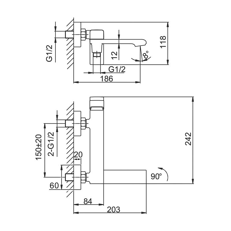 Смеситель для ванны Frap H84-6 F3284-6 черный