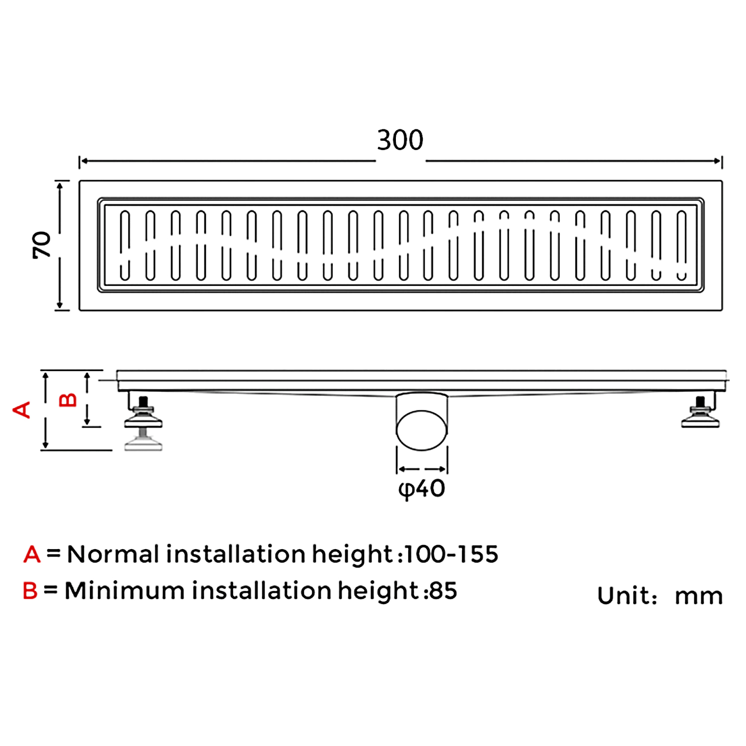 Душевой трап 30 см Gappo G83007-3 сталь