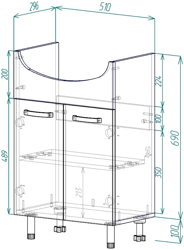 Напольная тумба EvaGold Мидея 55 (Уют 55) в разборе