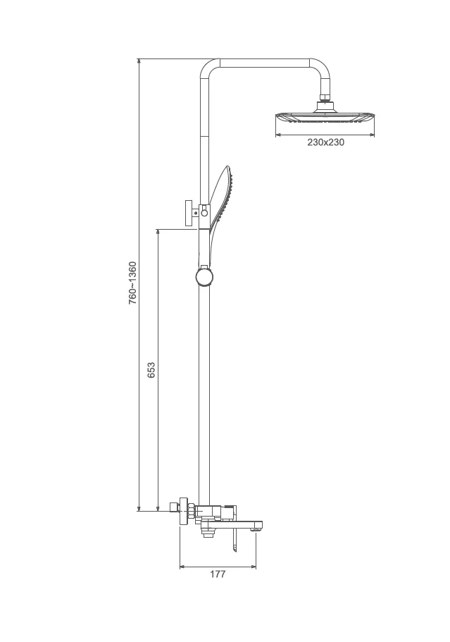 Душевая система Gappo G48-9 G2448-9 оружейная сталь