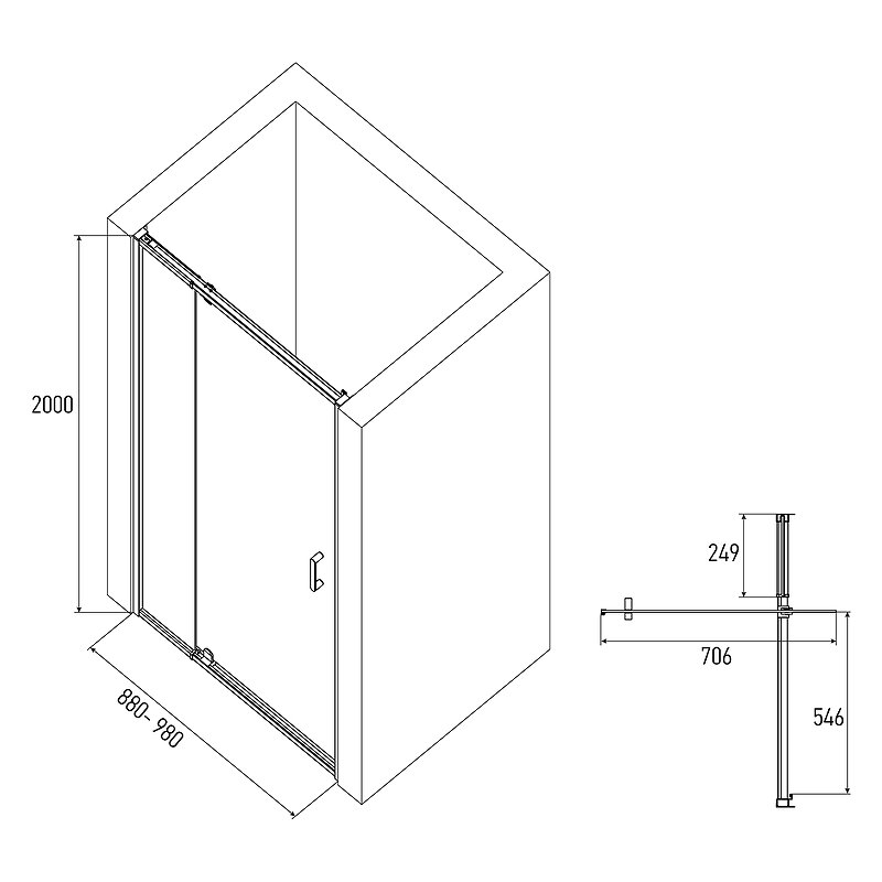 Дверь в нишу Alex Baitler AB71C90 900*2000