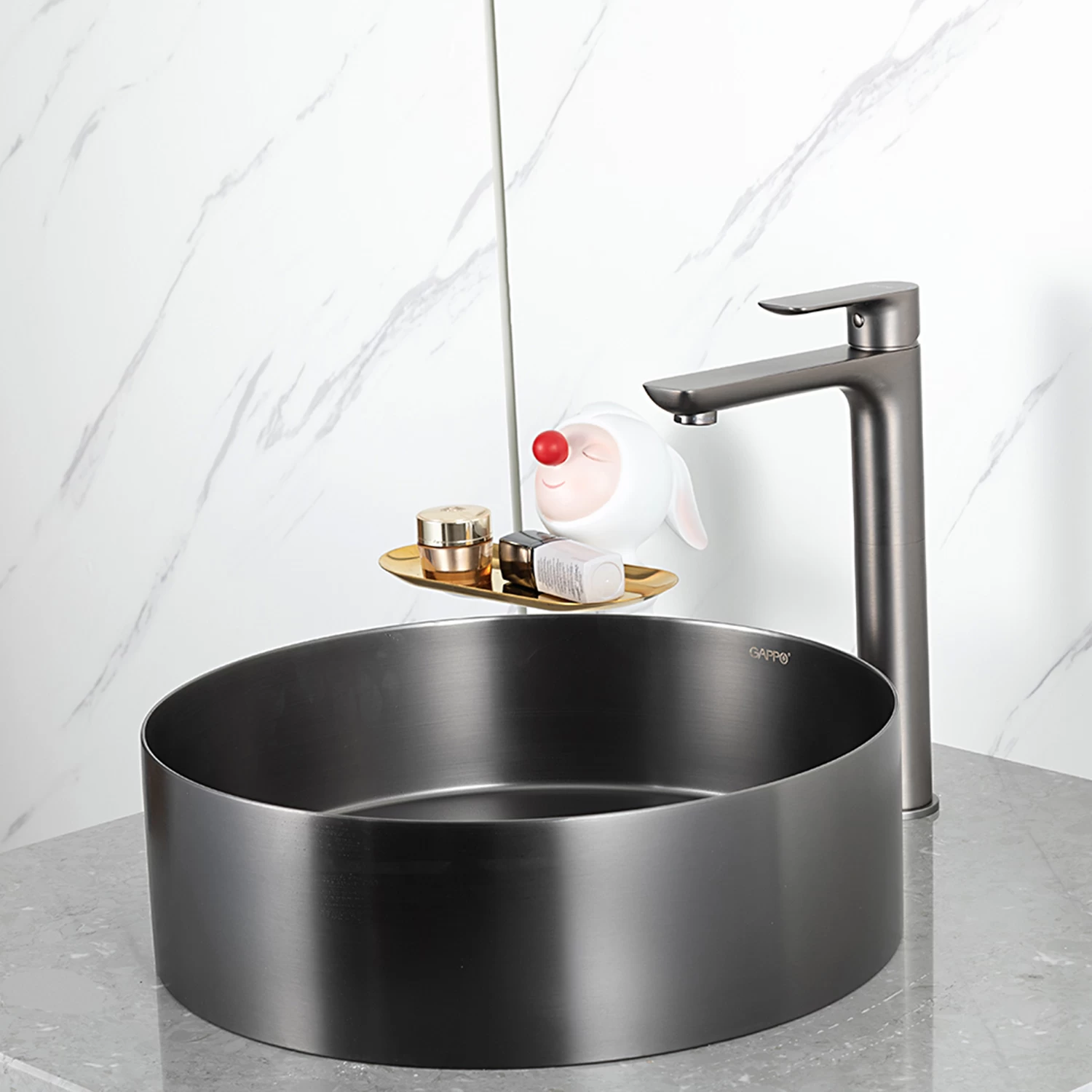 Высокий смеситель для раковины Gappo G48-9 G1048-92 оружейная сталь