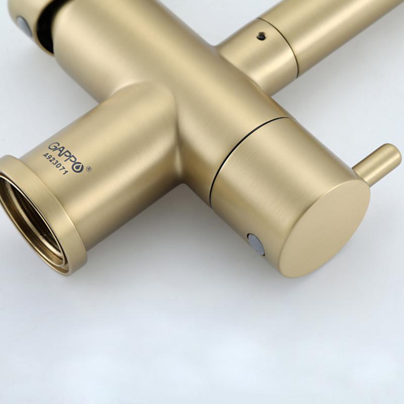Смеситель для кухни с фильтром Gappo G97 G4397-83 золотой сатин