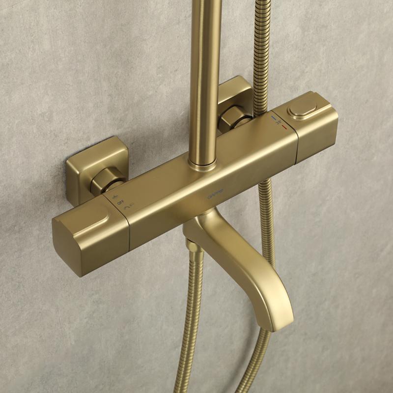 Душевая система с термостатом Gappo G91 G2491-3 золотой сатин