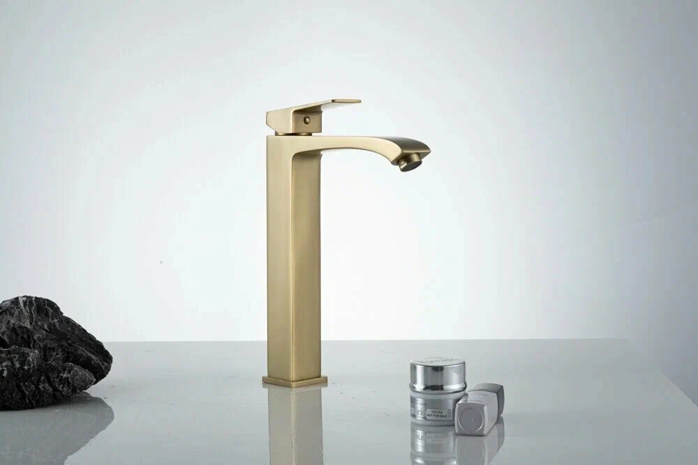 Высокий смеситель для раковины Frap H76-3 F1076-23 золотой сатин