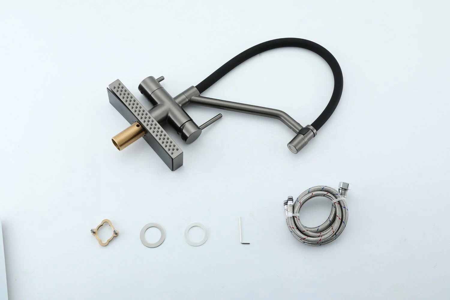 Смеситель для кухни с водопадом Gappo G4098-9 оружейная сталь