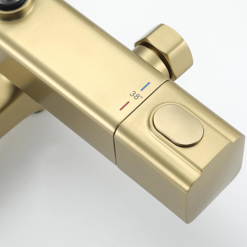 Душевая система с термостатом Gappo G91 G2491-3 золотой сатин