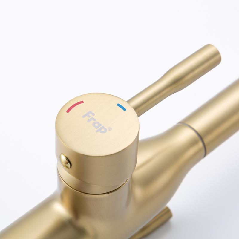 Вытяжной смеситель для кухни с фильтром Frap H96 F4396-33 золотой сатин