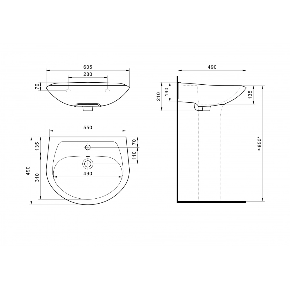 Умывальник Santek Бриз-60 1/отв