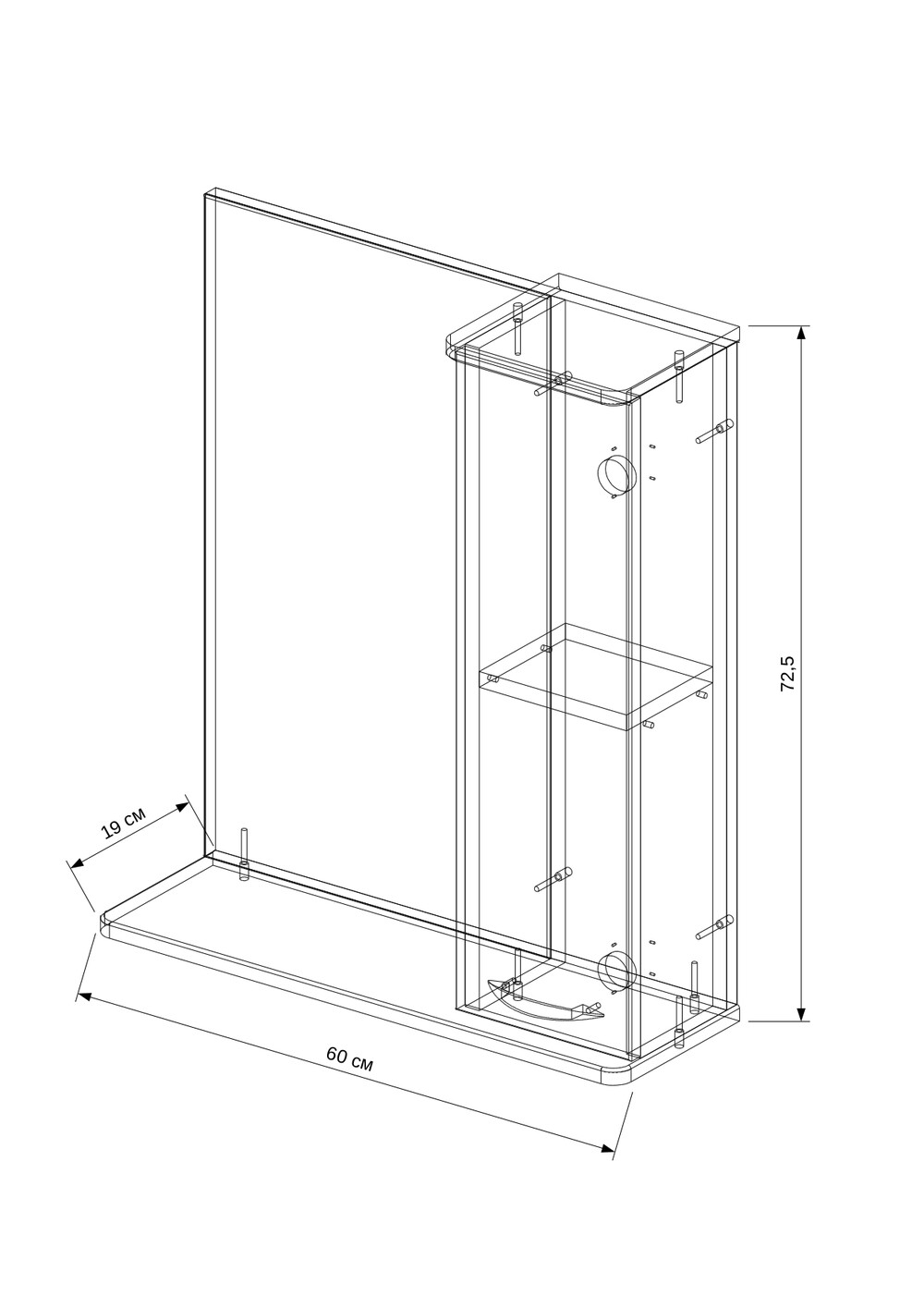 Шкаф-зеркало EvaGold Ника 60 правый