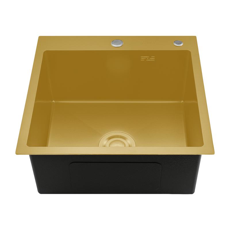 Мойка для кухни с коландером из нержавеющей стали Gappo GS5050-3 золотой сатин