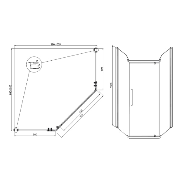 Душевое ограждение Sole Quadro New 100*100