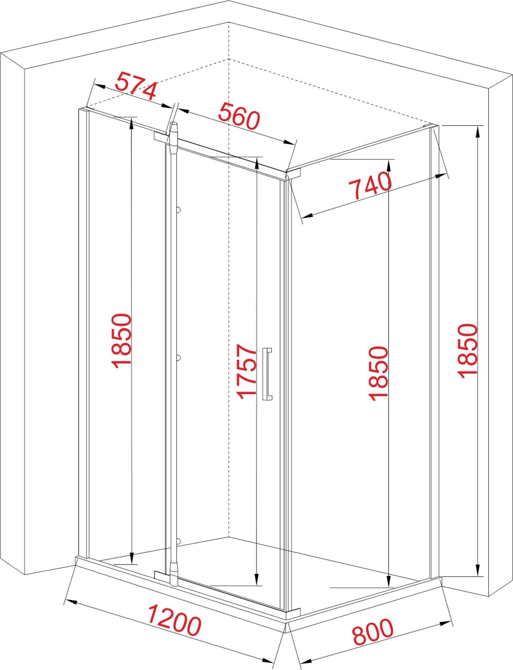 Душевое ограждение EvaGold JY053 80*120 прямоугольное