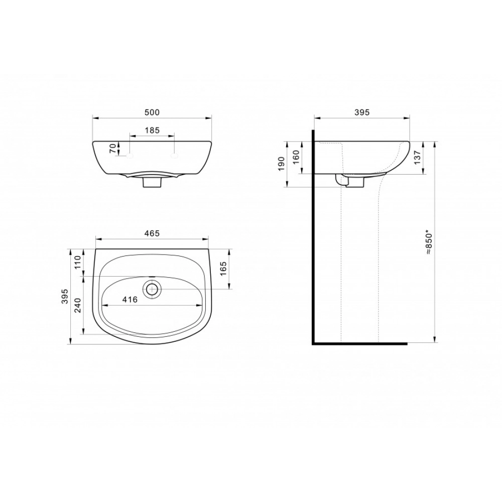 Умывальник Santek Анимо-50 1/отв