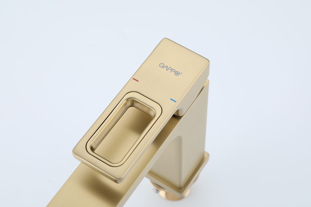 Смеситель для раковины Gappo G17-3 G1017-3 золотой сатин