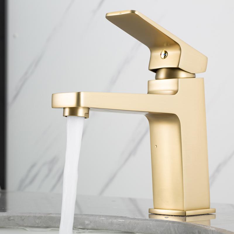 Смеситель для раковины Frap H90-3 F1090-3 золотой сатин