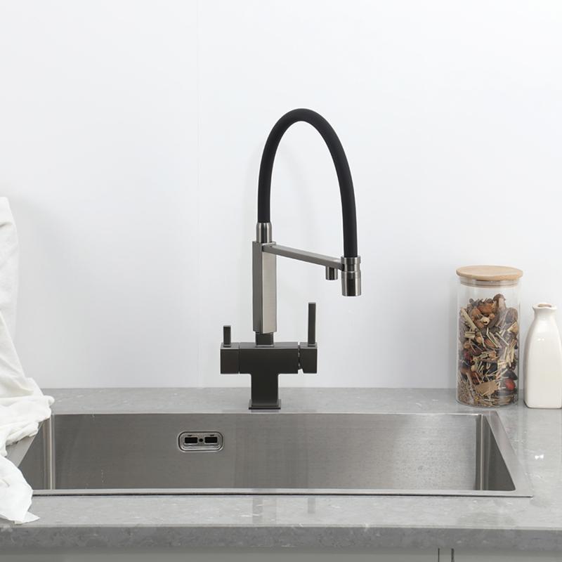 Смеситель для кухни с фильтром Gappo G95 G4395-59 оружейная сталь