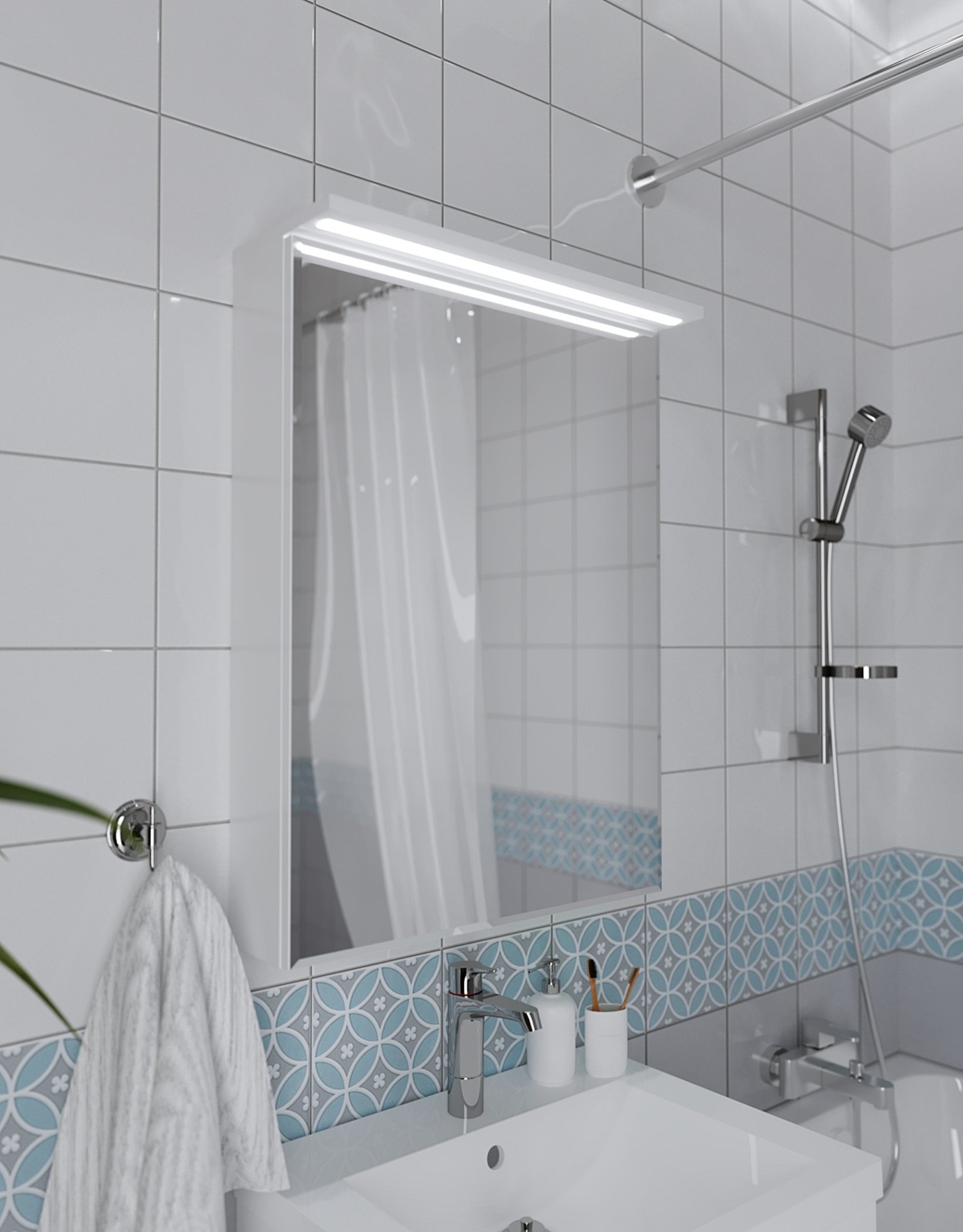 Зеркало-шкаф 1Marka Соната 60 1д с подсветкой, Белый глянец