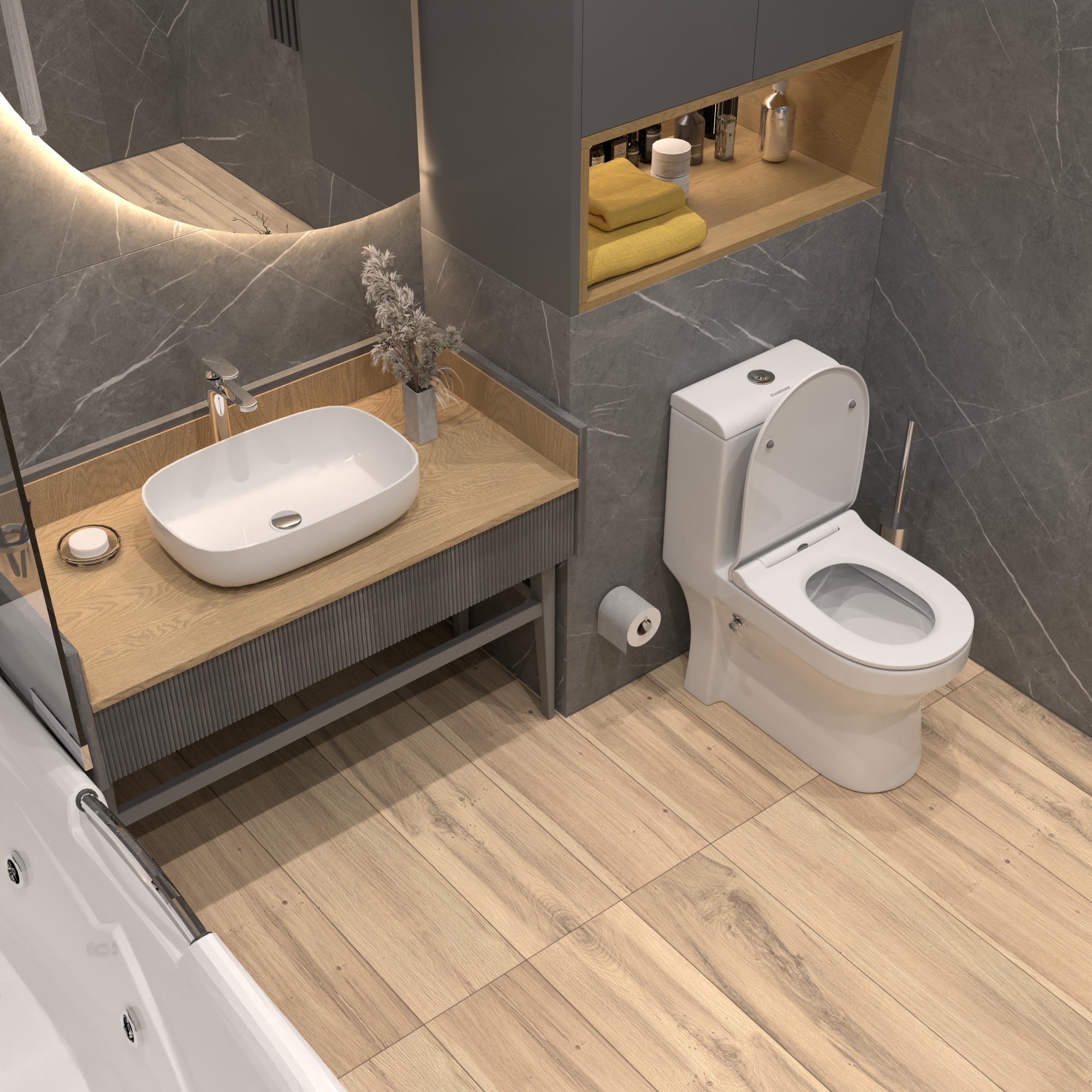 Унитаз-монолит EvaGold 705B со встроенным биде