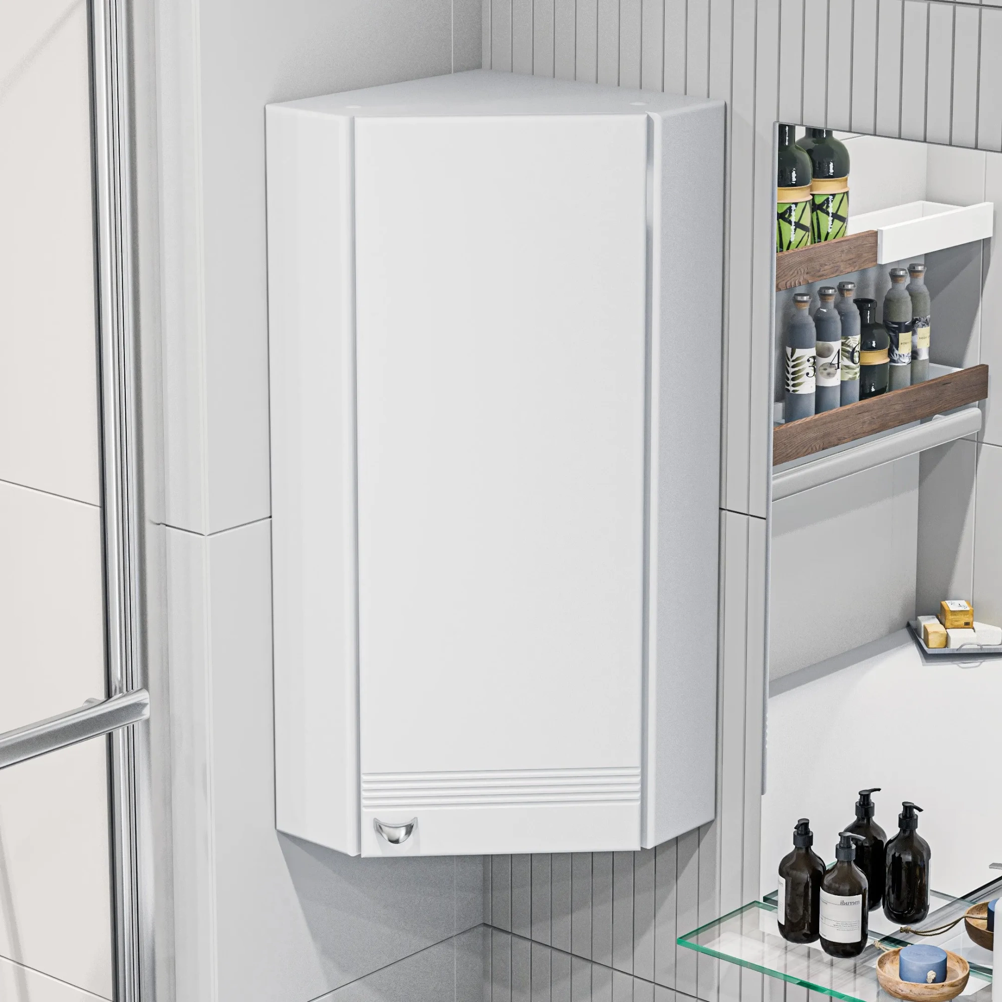 Шкаф угловой 1Marka Story 43П 1д. белый глянец R