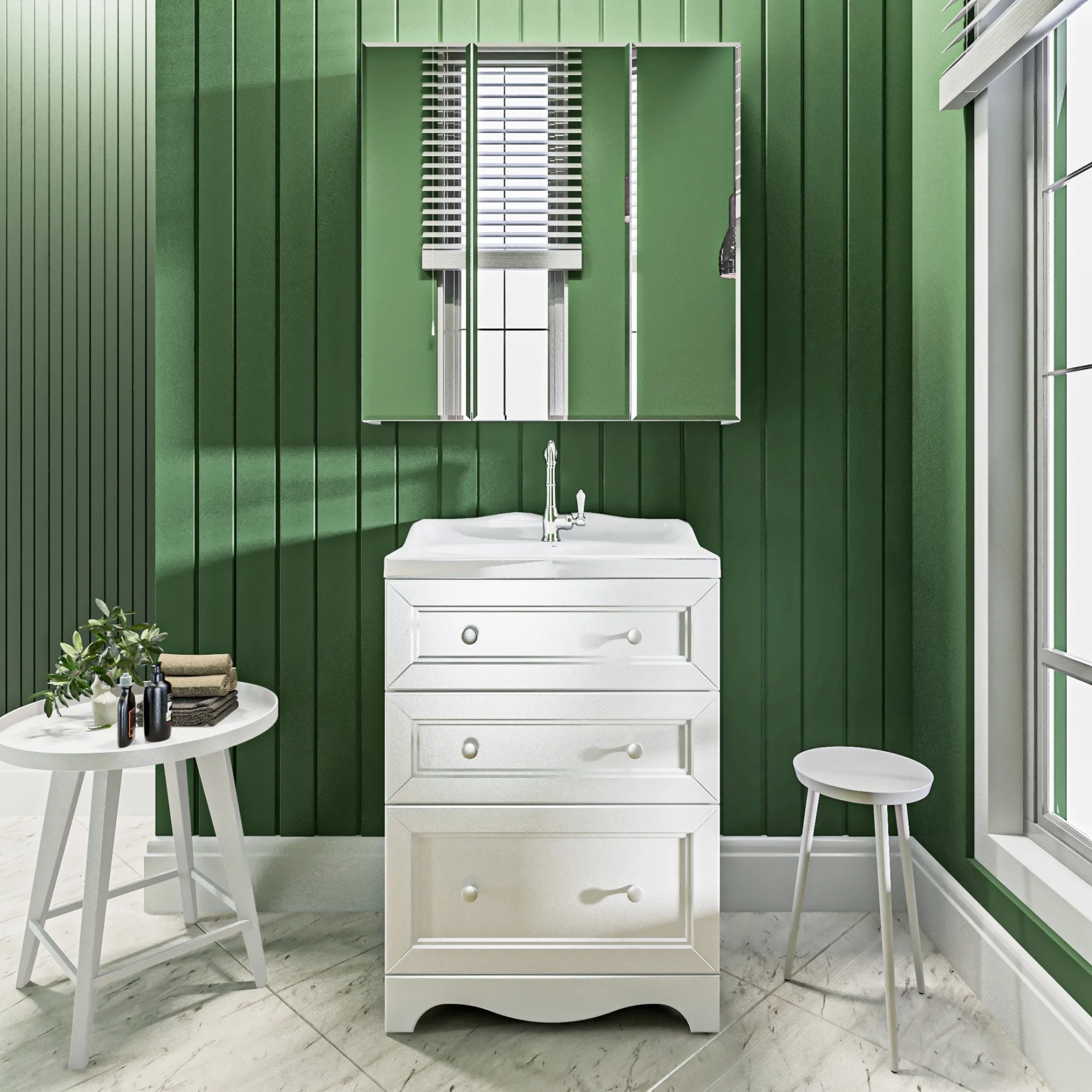 Тумба с раковиной 1Marka Avanti 60Н 3в.я. Белый глянец