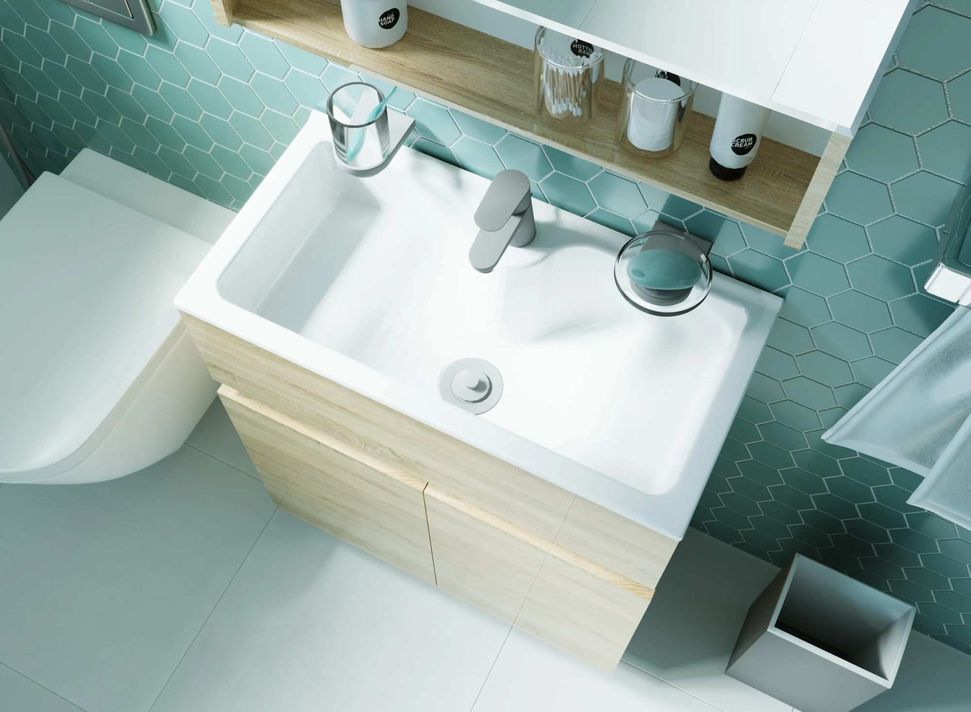 Тумба с раковиной 1Marka Mira 60Н 2д. Дуб Сонома