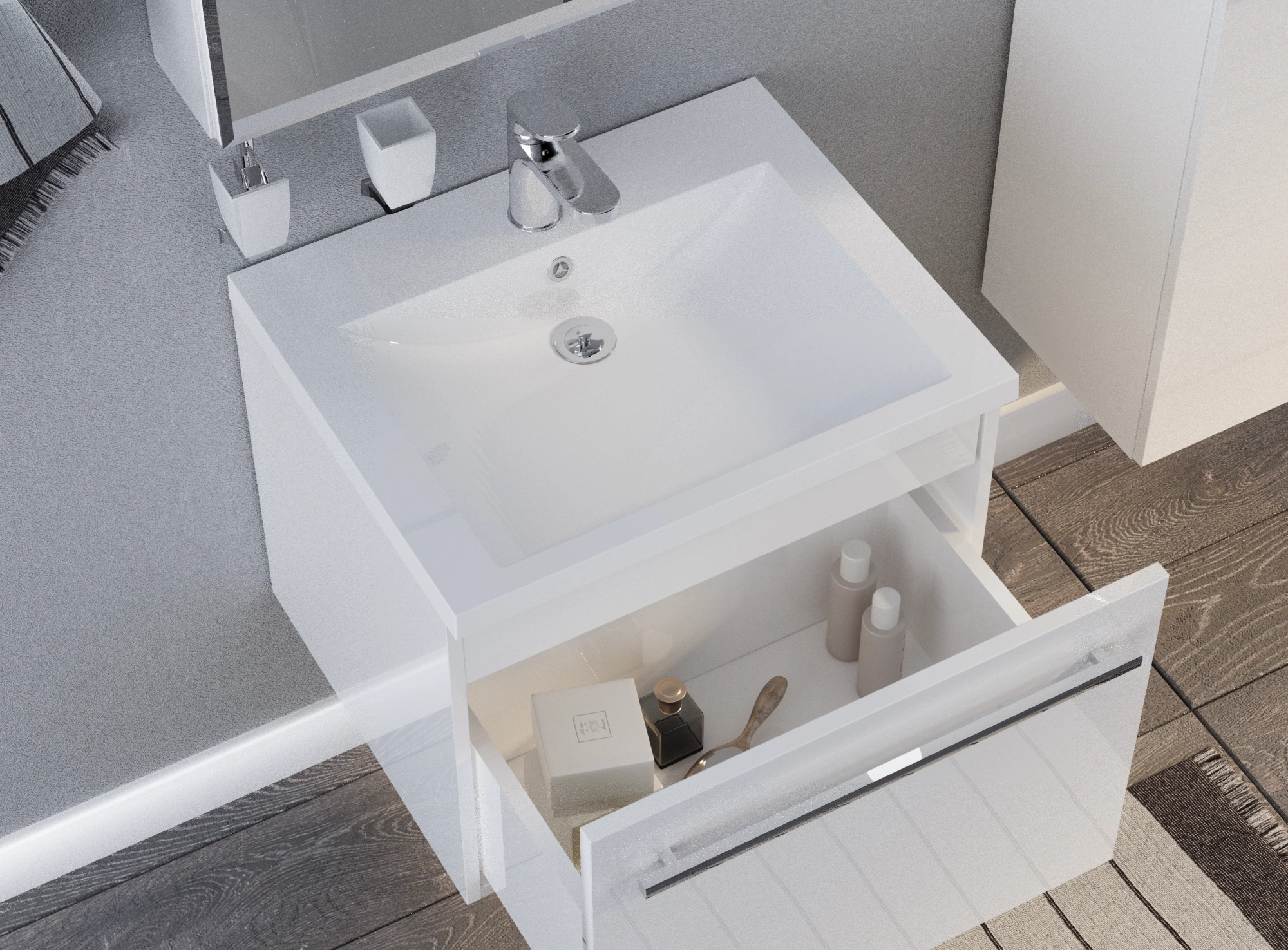 Тумба 1Marka Соната 58П 1в.я. Белый глянец