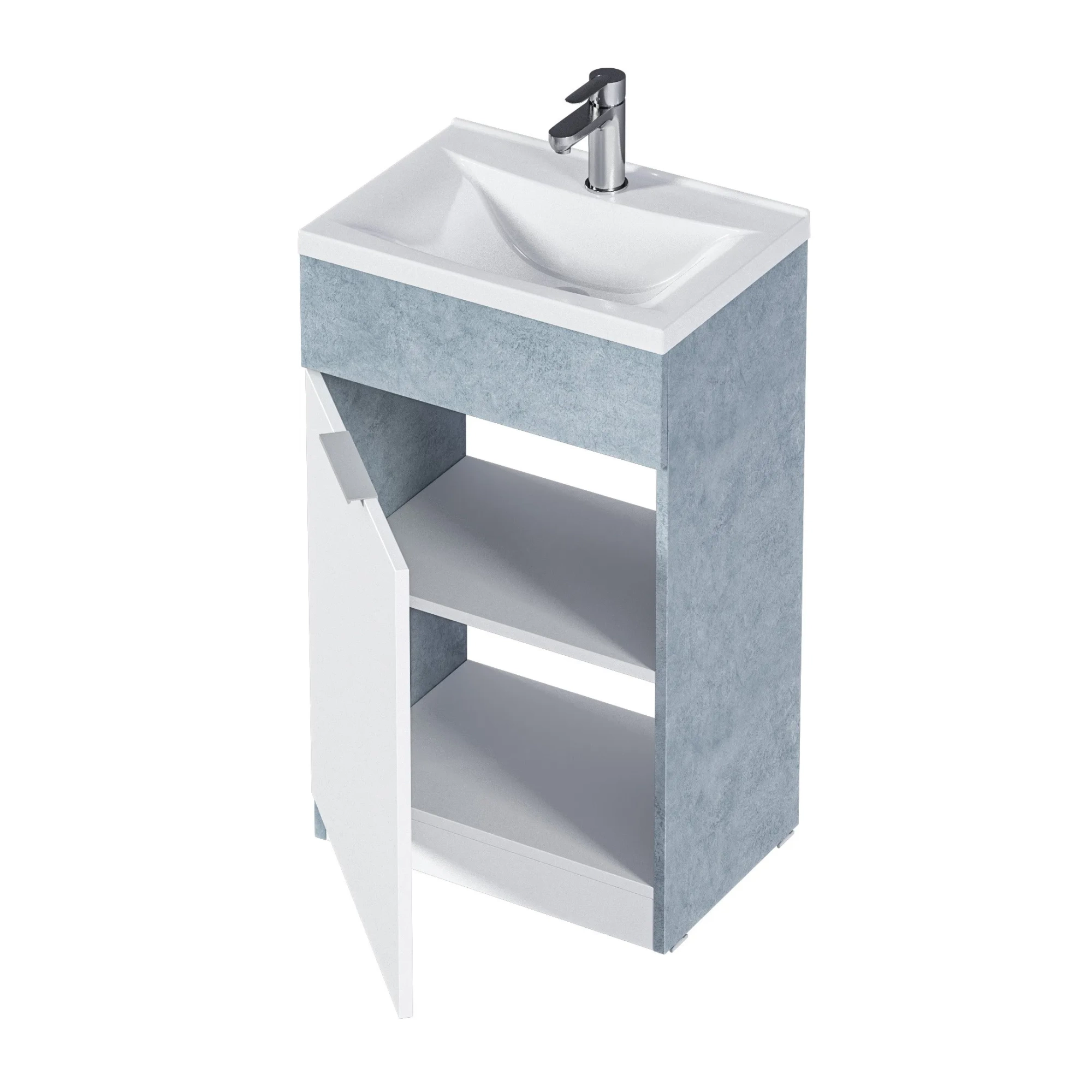 Тумба с раковиной 1Marka Revo 50Н 1д. Бетон светло-серый