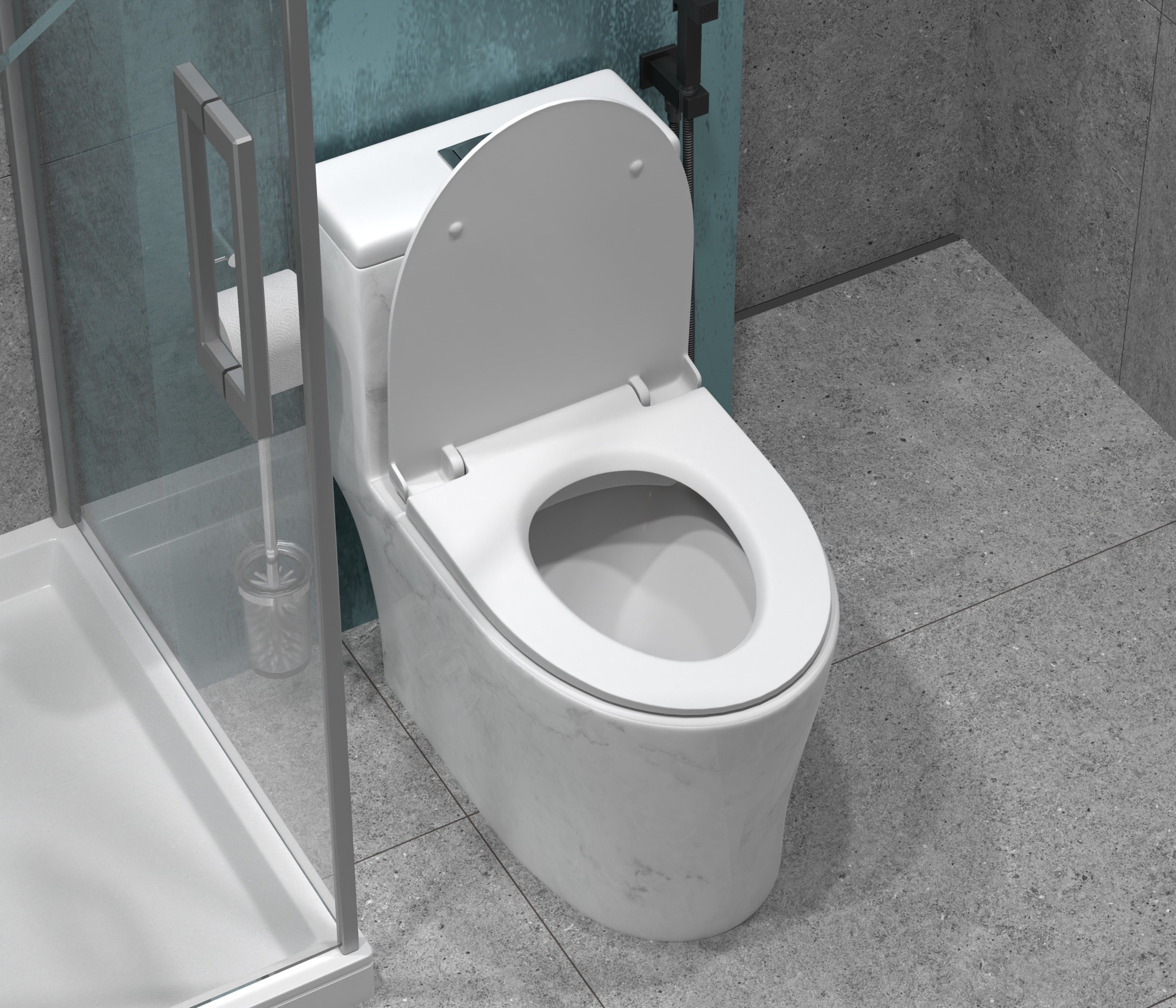 Унитаз-монолит безободковый EvaGold SM9609 мрамор