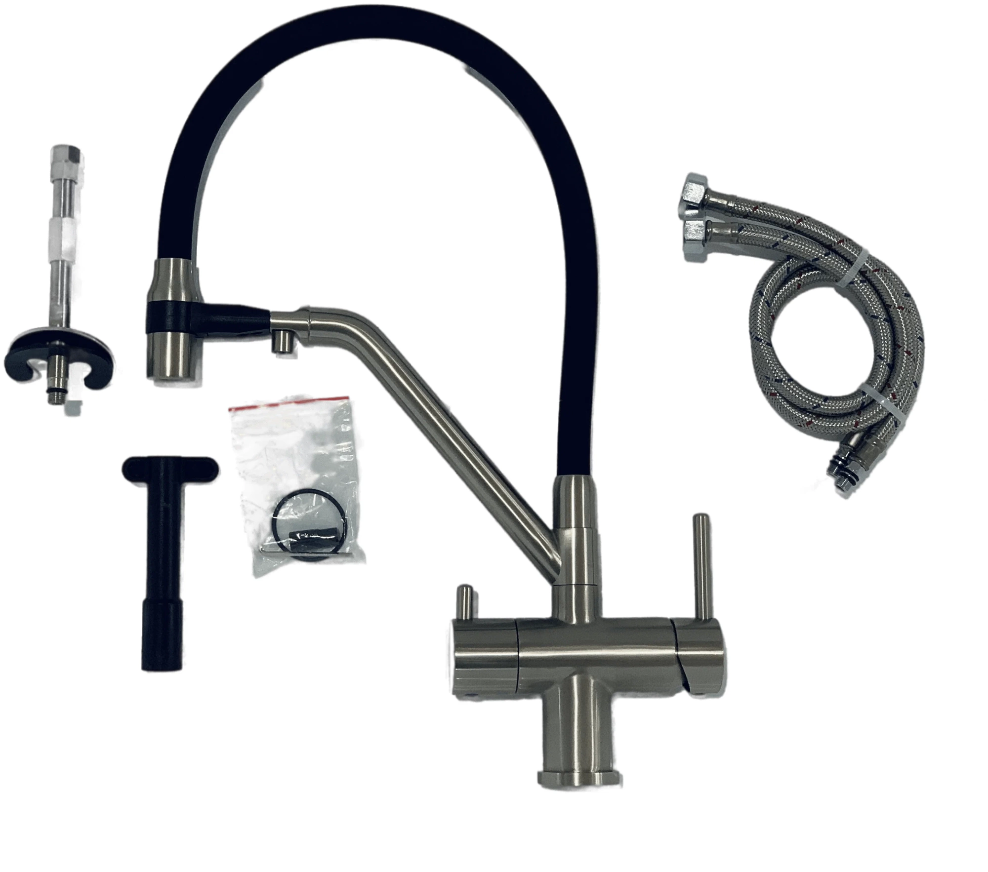 Смеситель для кухни с гибким изливом и фильтром Gappo G4398-85 сатин-серый