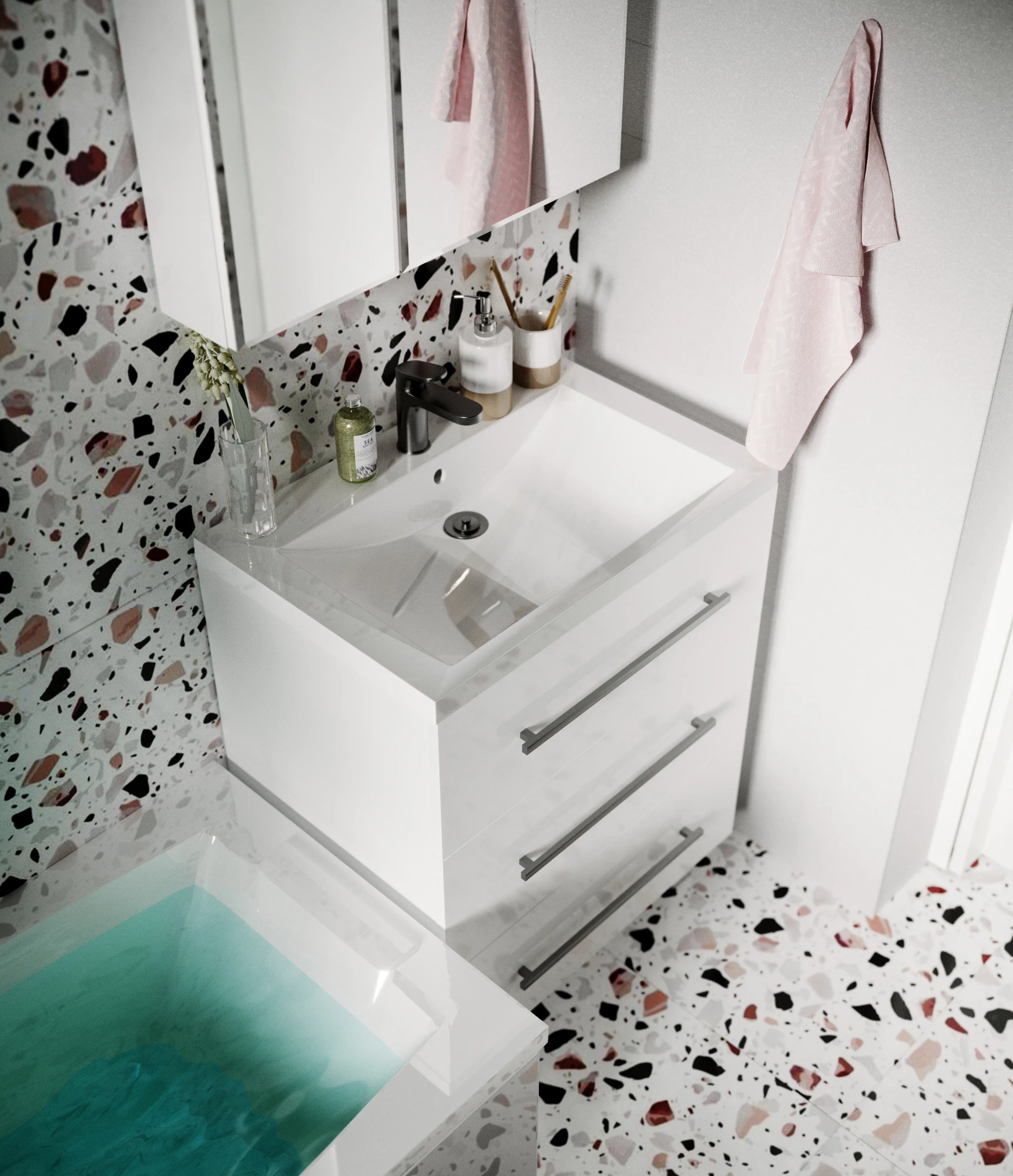 Тумба 1Marka Соната 75Н 3в.я. Белый глянец