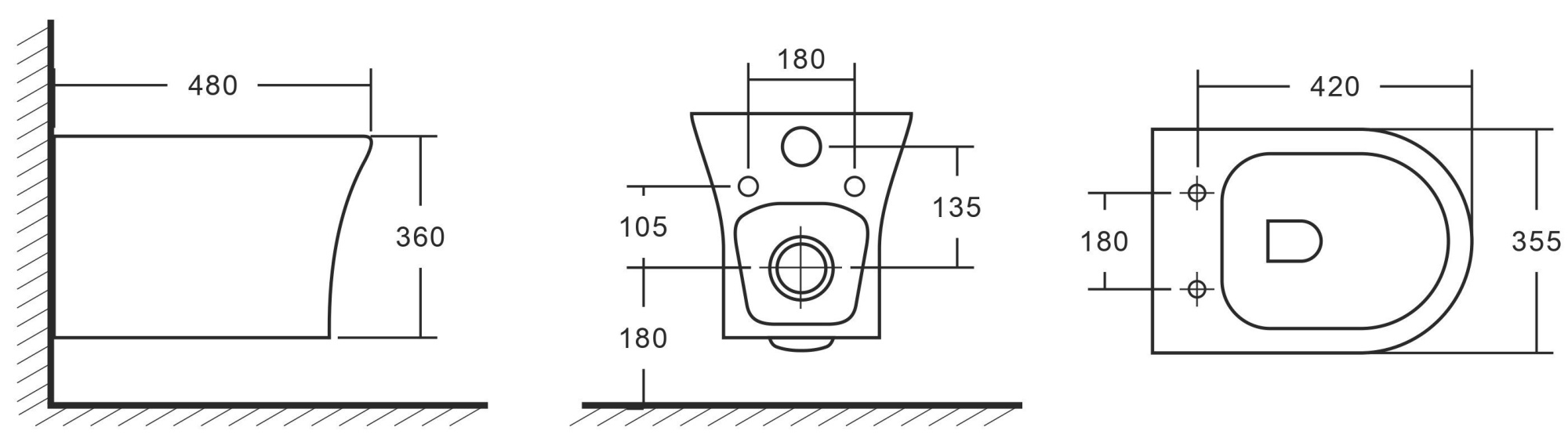 Унитаз подвесной безободковый EvaGold К501