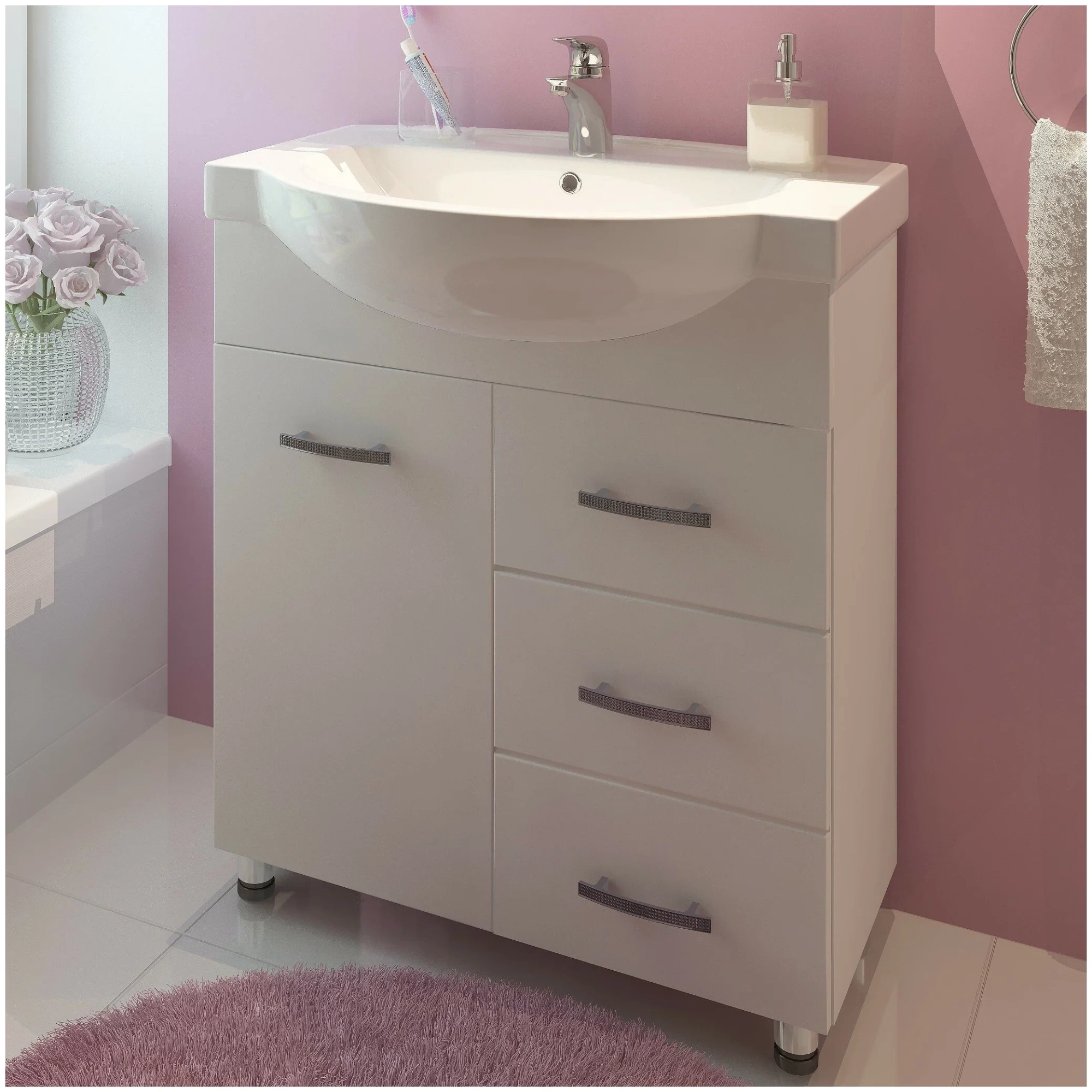 Напольная тумба EvaGold Лотос 70 3 ящ. (ум. Эрика70)