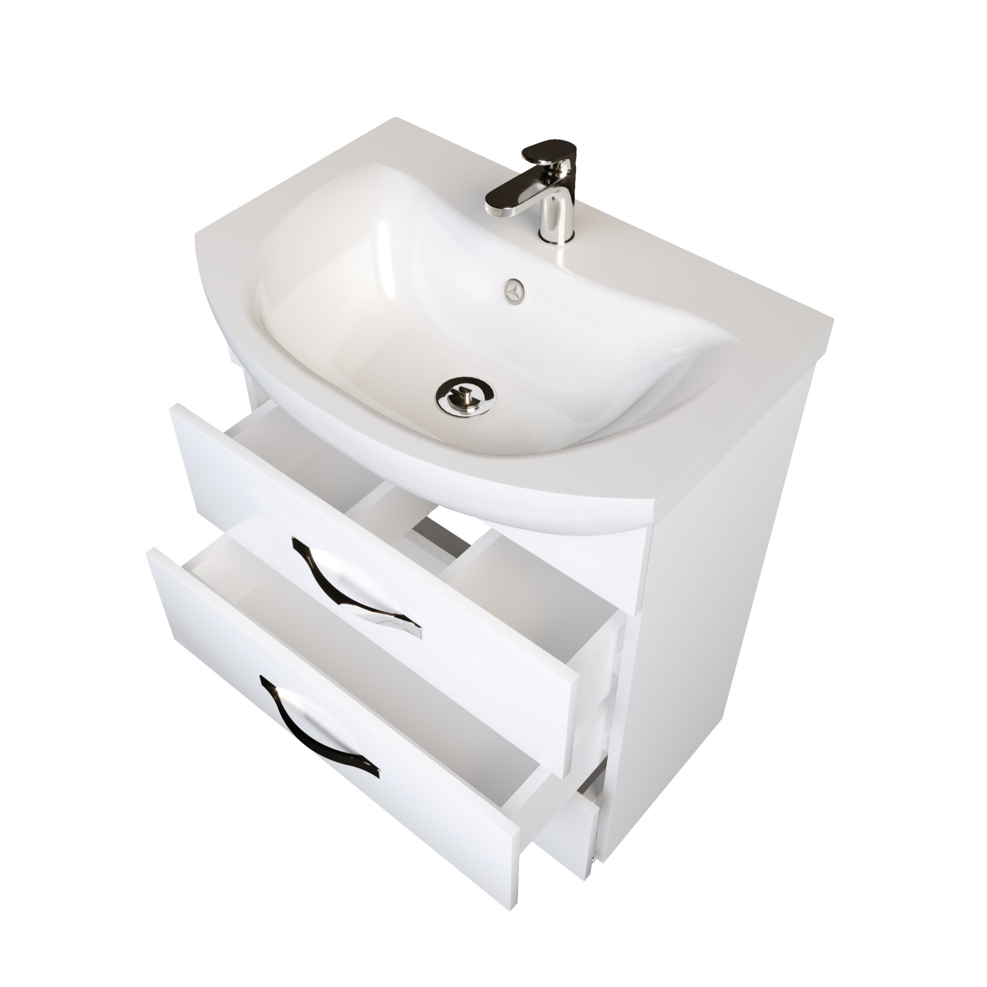 Тумба 1Marka Вита 65Н 3в.я. Белый глянец, МДФ