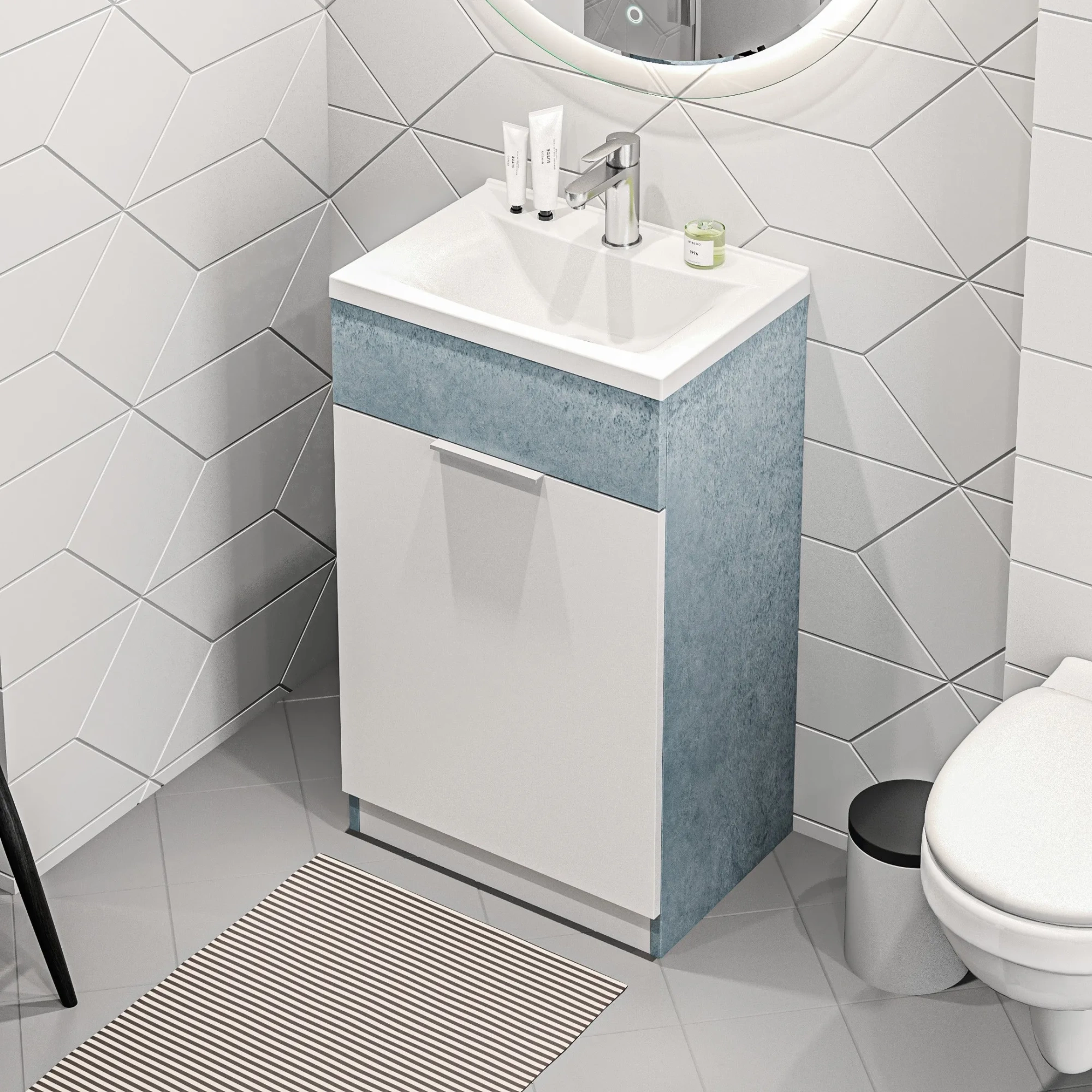 Тумба с раковиной 1Marka Revo 50Н 1д. Бетон светло-серый