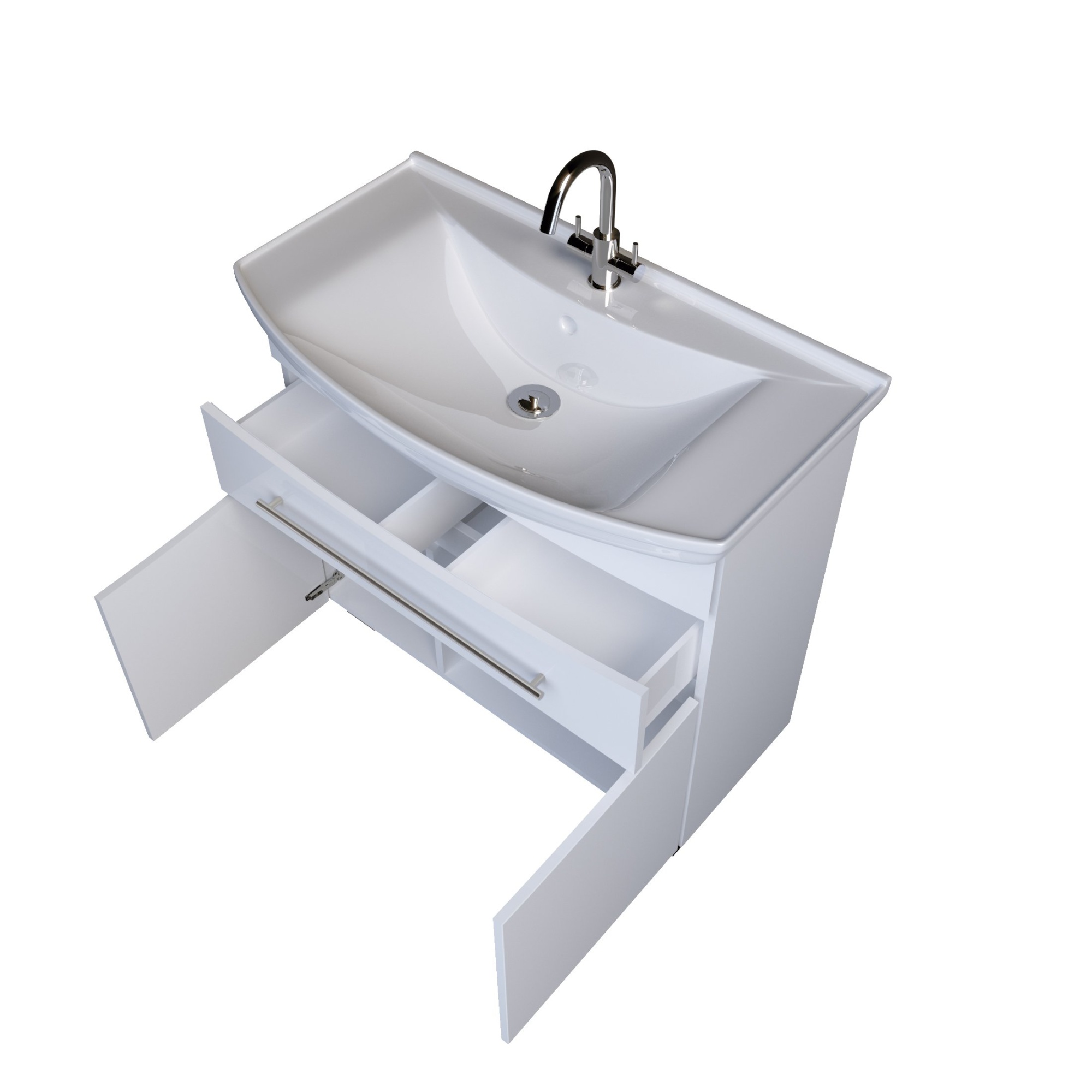 Тумба 1Marka Lina New 85Н 1в.я 2д Белый глянец