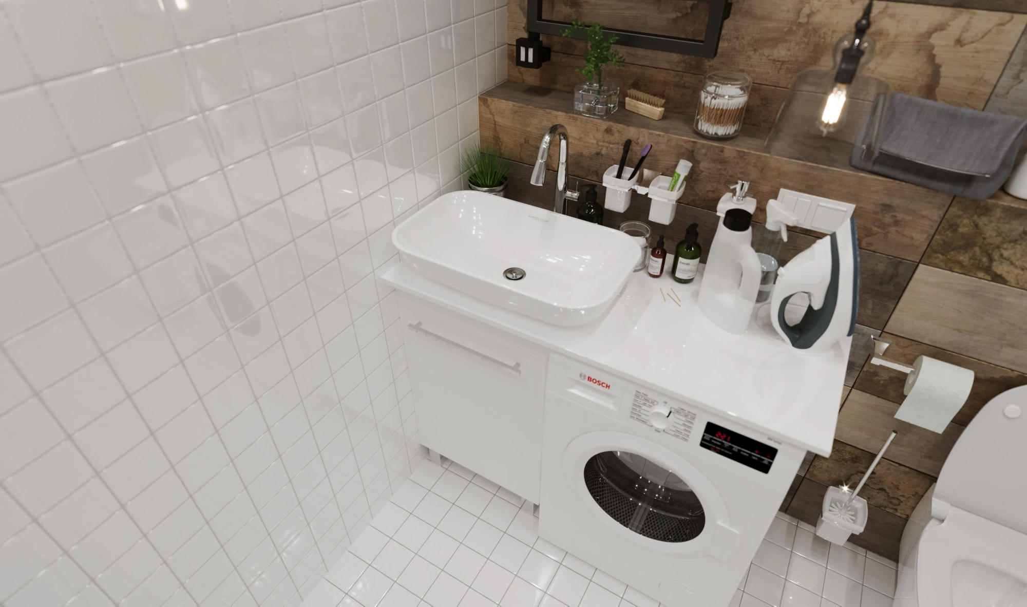 Столешница под стиральную машину 1Marka Wash 110 белый глянец