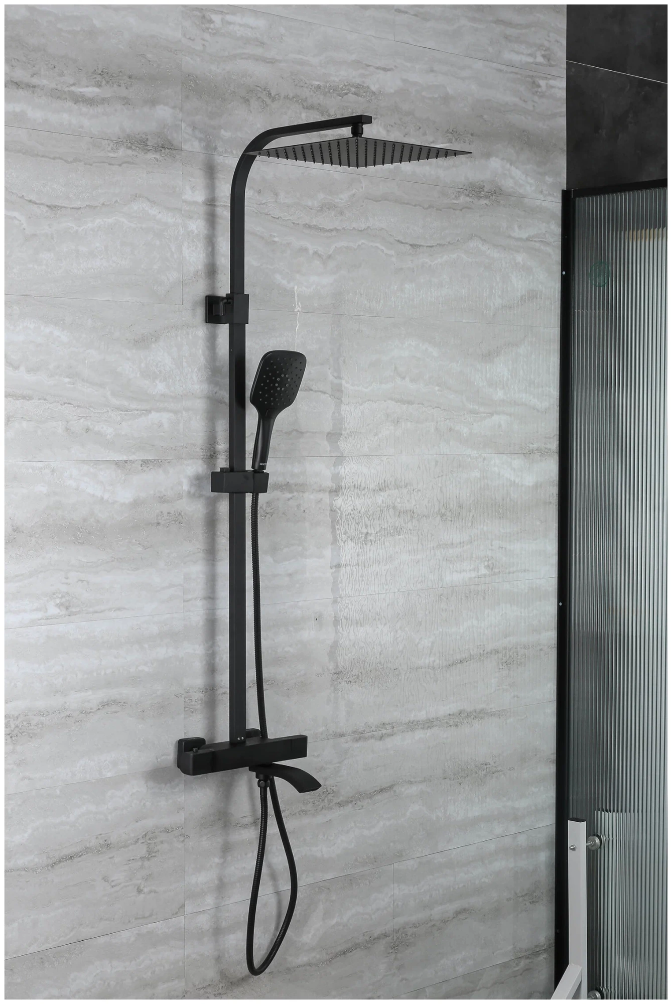 Душевая система с термостатом Gappo G07-6 G2407-60 черный матовый