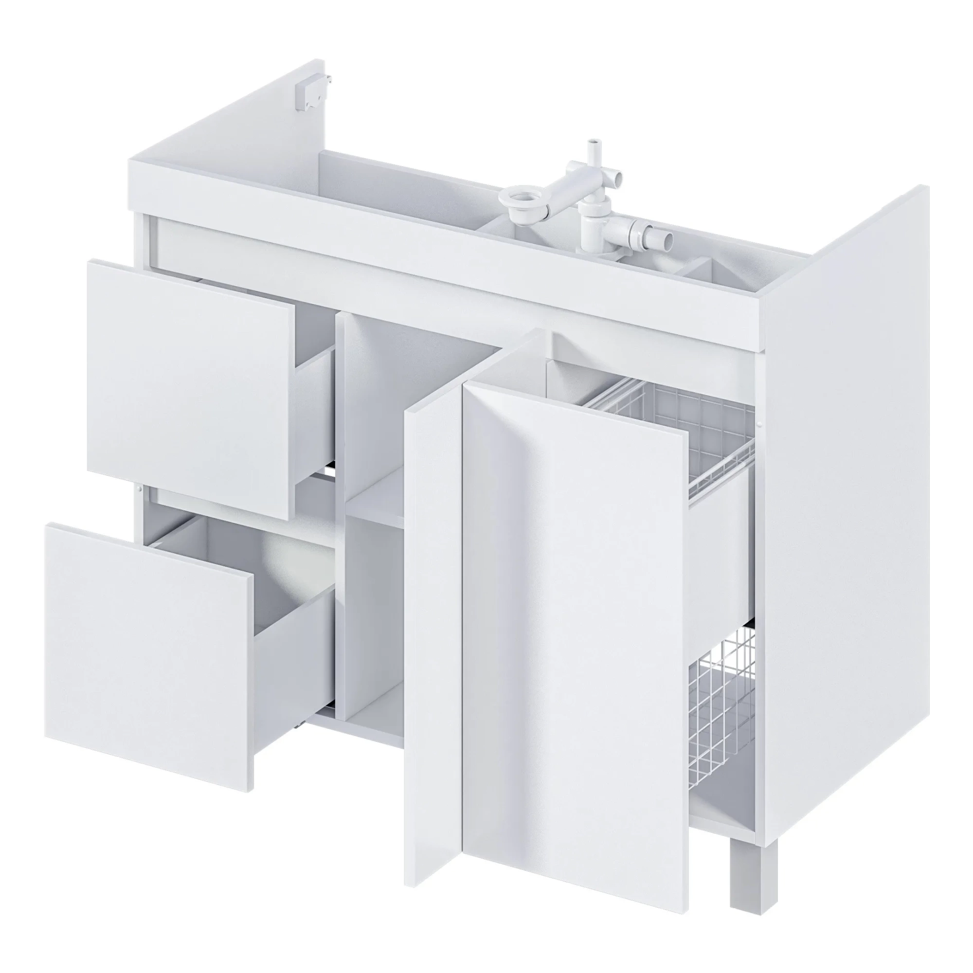 Тумба 1Marka Cube 100Н 2д 2я б/к Белый глянец