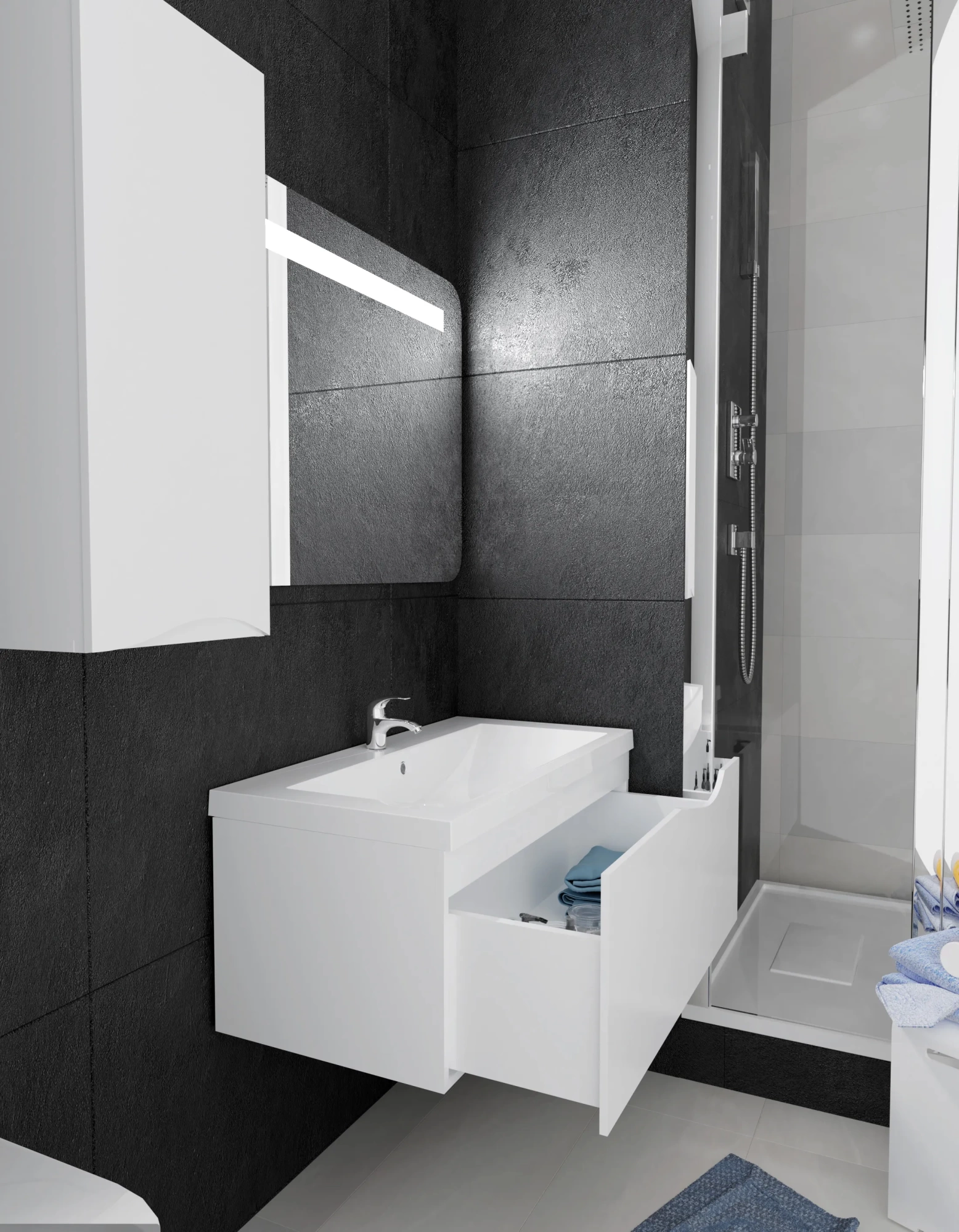 Тумба 1Marka Этюд 90П 1в.я. Белый глянец