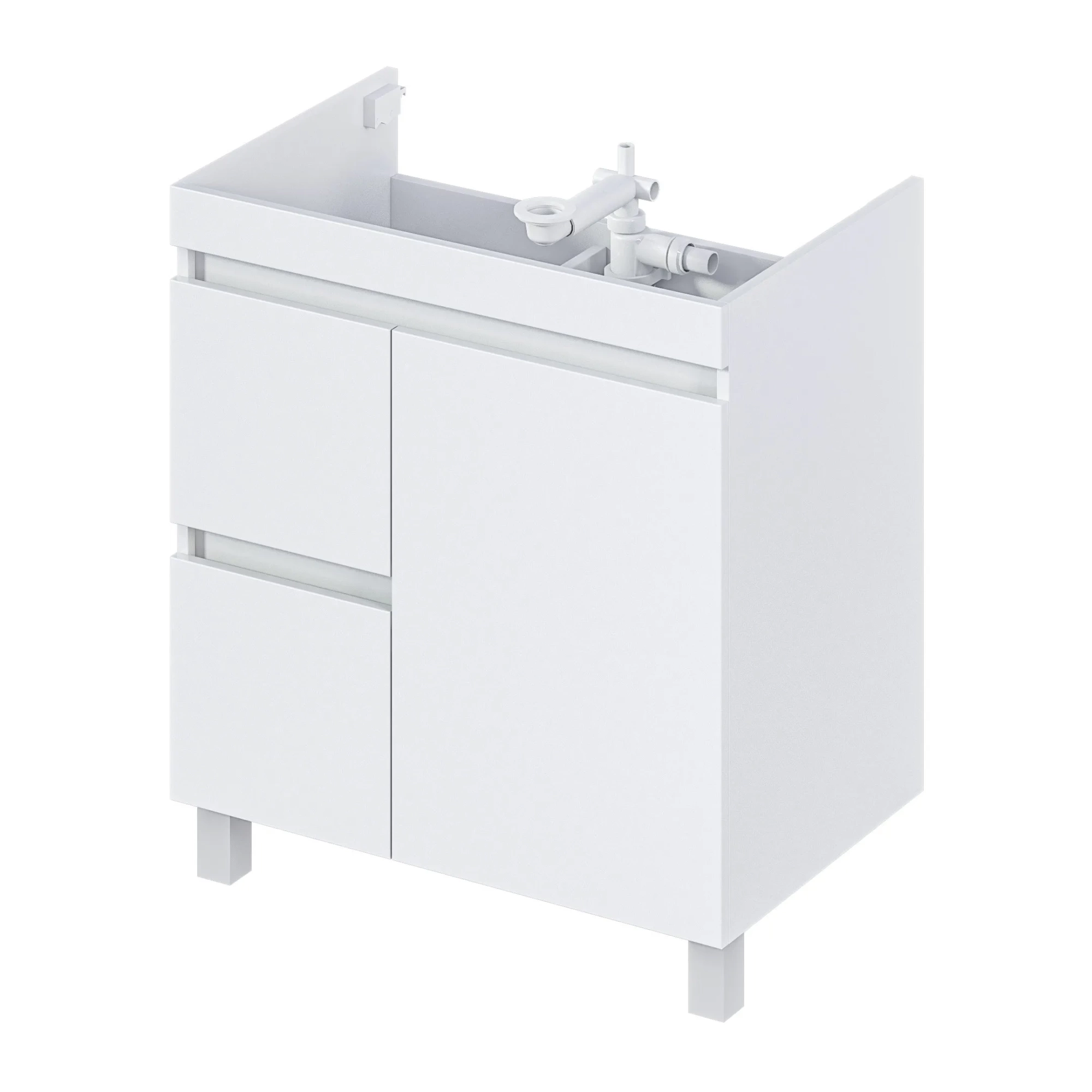 Тумба 1Marka Cube 75Н 2в.я 1д Белый глянец